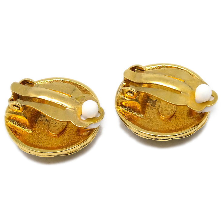 Chanel Button Earrings Clip-On Gold 96A