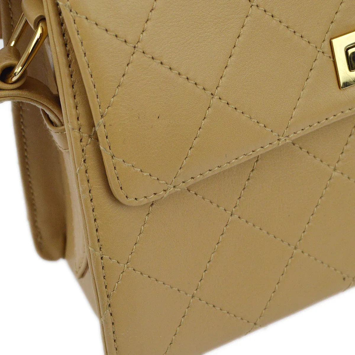 Chanel 1997-1999 Lambskin Mademoiselle Lock Shoulder Bag