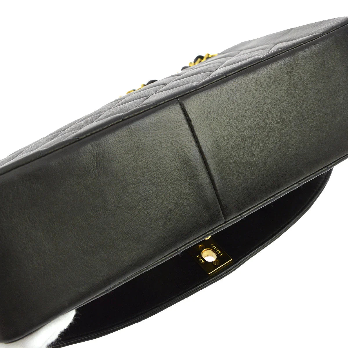 Chanel 1991-1994 Black Lambskin Medium Diana Shoulder Bag
