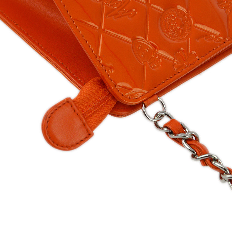 Chanel Orange Patent Leather Icon Chain Handbag