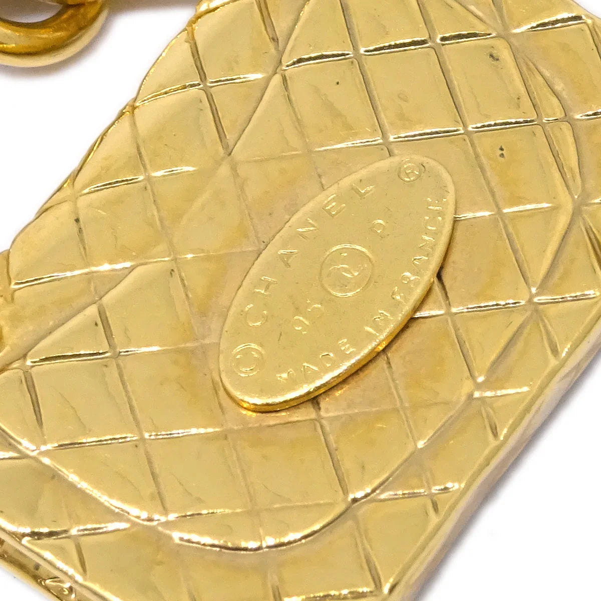 Chanel Bag Chain Pendant Necklace Gold 95P