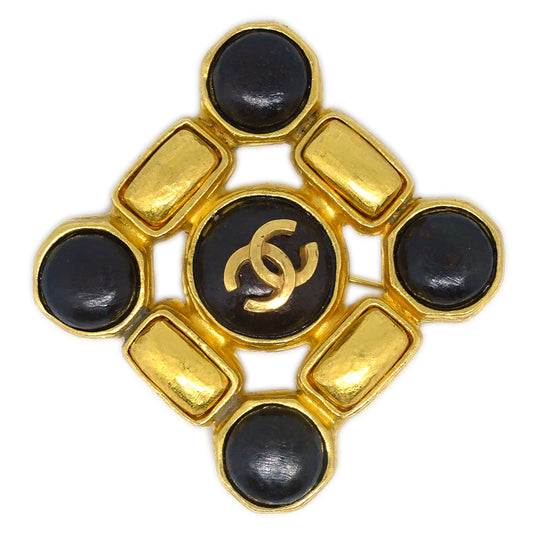 Chanel Stone Brooch Pin Gold 97A