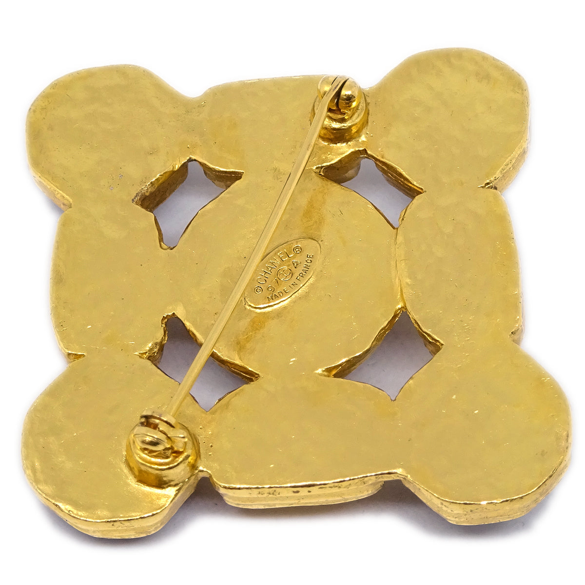Chanel Stone Brooch Pin Gold 97A