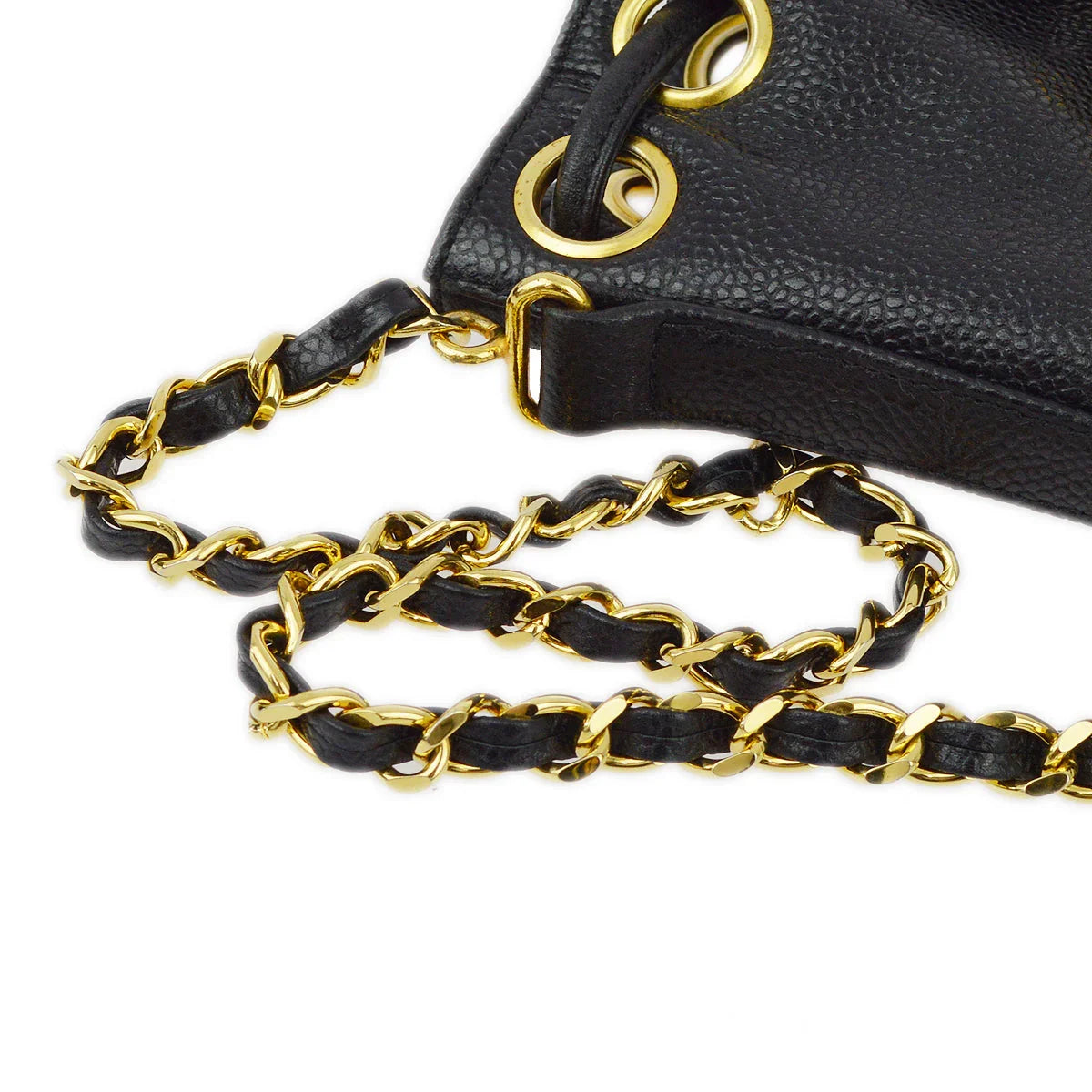 Chanel Black Caviar Bucket Shoulder Bag
