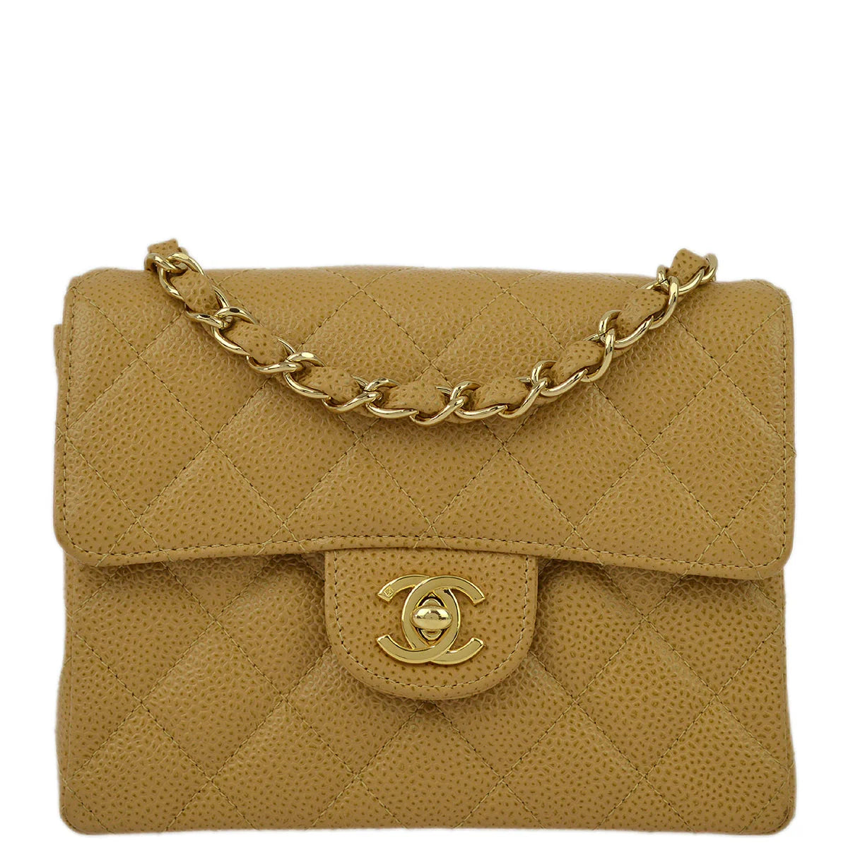 Chanel 2003-2004 Caviar Mini Classic Square Flap Bag 17