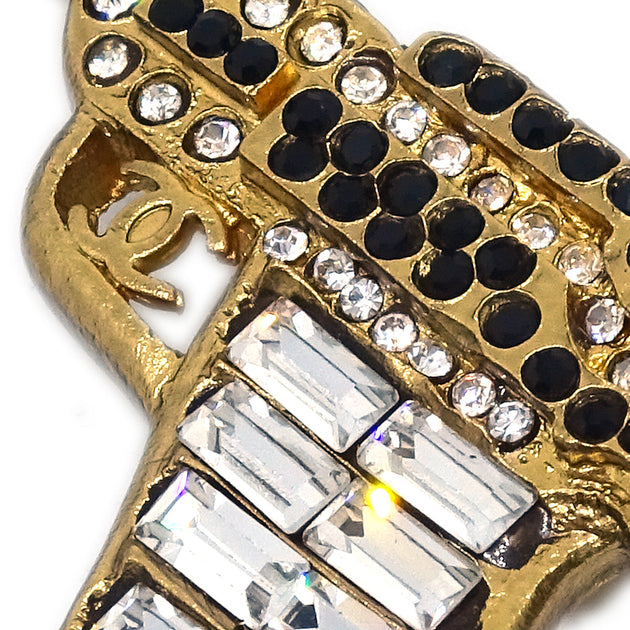 Chanel Gun Brooch Pin Rhinestone Artificial Pearl Gold 01A Chanel Gun Brooch Pin Rhinestone Artificial Pearl Gold 01A
