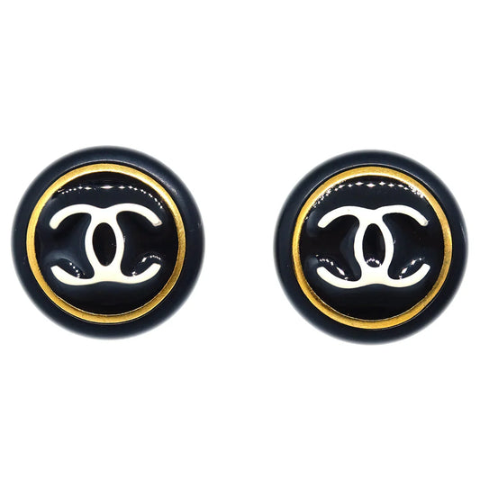 Chanel Black Button Earrings Clip-On 96A