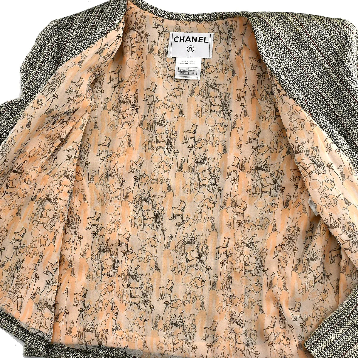 Chanel Collarless Jacket Beige 03P #44