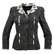 Chanel Single Breasted Jacket Black 06P #36