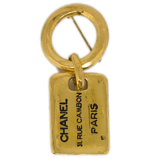 Chanel Plate Brooch Pin Gold 1133