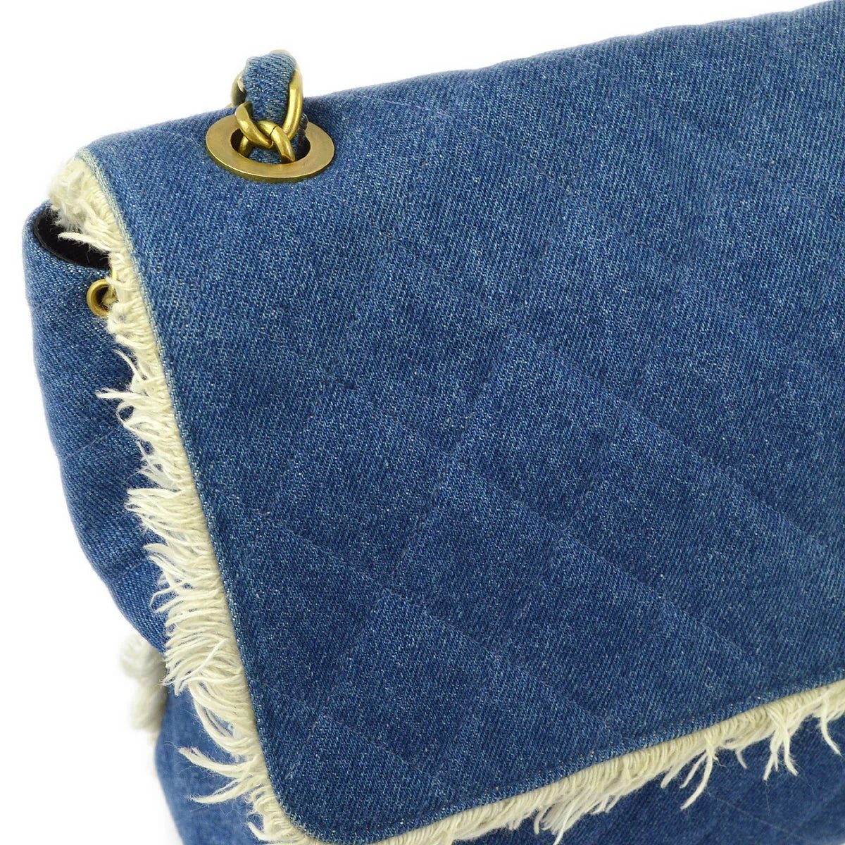 Chanel 1997-1999 Blue Denim Maxi Straight Flap Bag