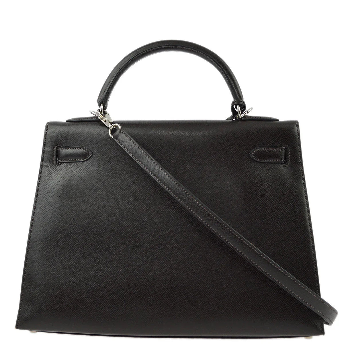 Hermes 2003 Chocolat Veau Grain Lisse Kelly 32 Sellier 2way Shoulder Handbag