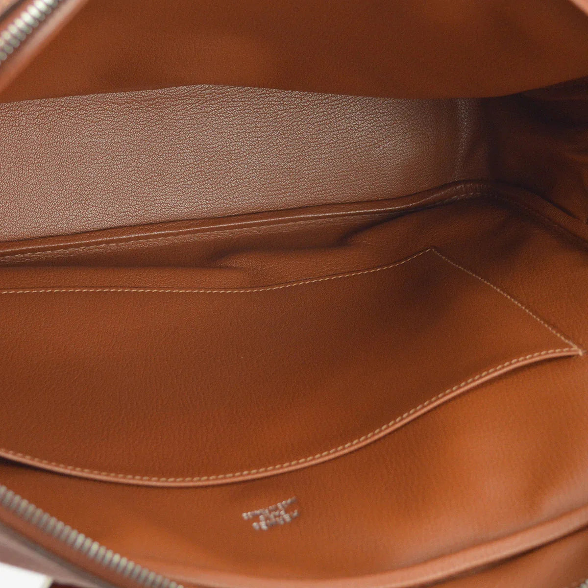 Hermes 2003 Natural Fauve Toile GM Buffalo Plume Doc 38 Handbag