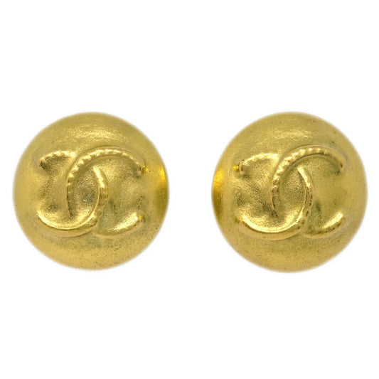 Chanel Button Earrings Clip-On Gold 95C