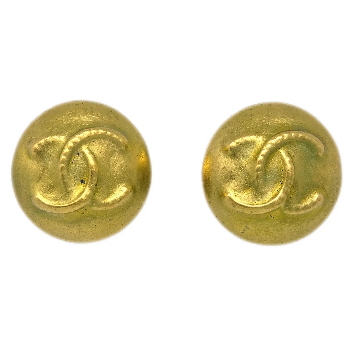 Chanel Button Earrings Clip-On Gold 95C