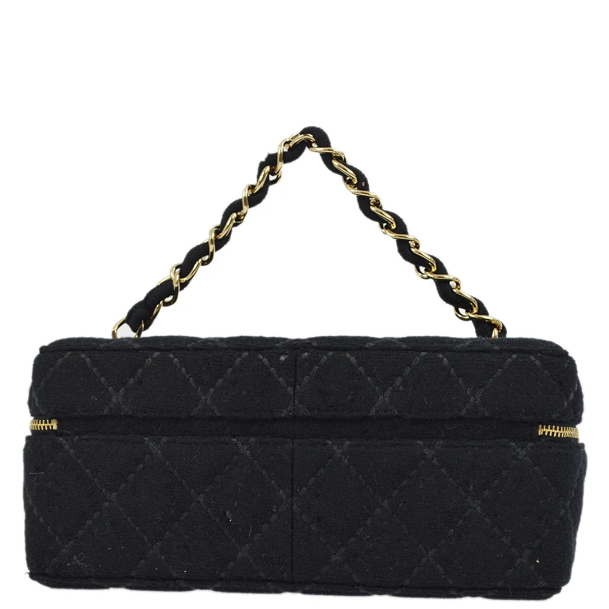 Chanel 2001-2003 Black Wool Wild Stitch Vanity Handbag
