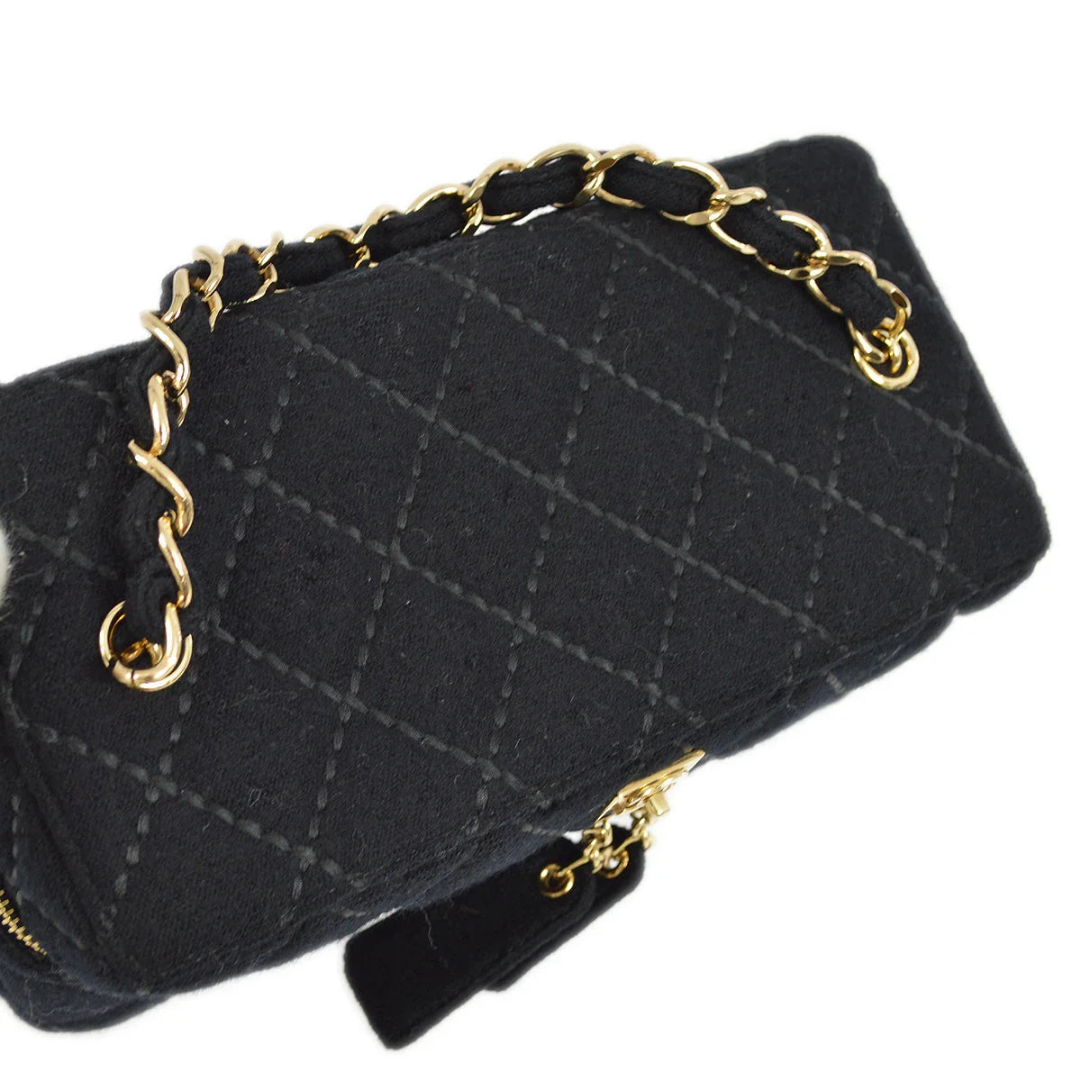 Chanel 2001-2003 Black Wool Wild Stitch Vanity Handbag