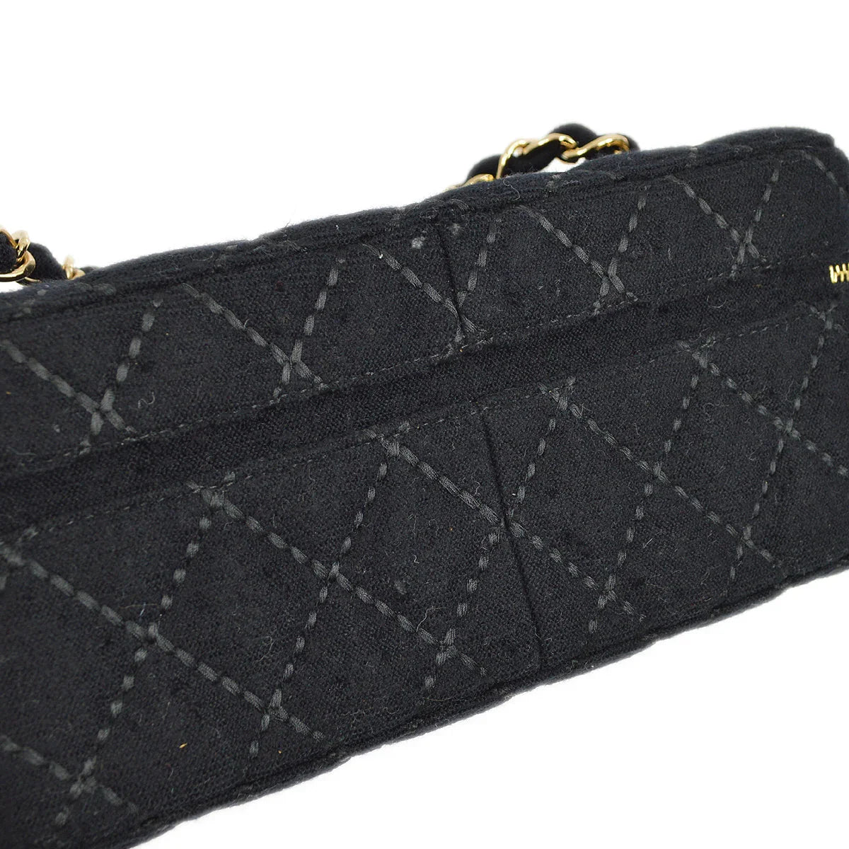 Chanel 2001-2003 Black Wool Wild Stitch Vanity Handbag
