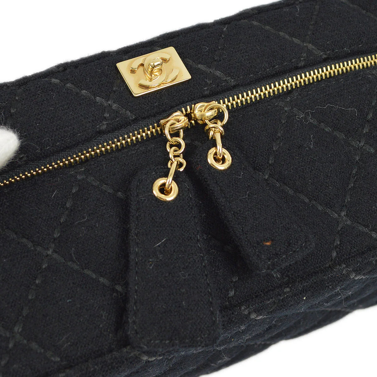 Chanel 2001-2003 Black Wool Wild Stitch Vanity Handbag