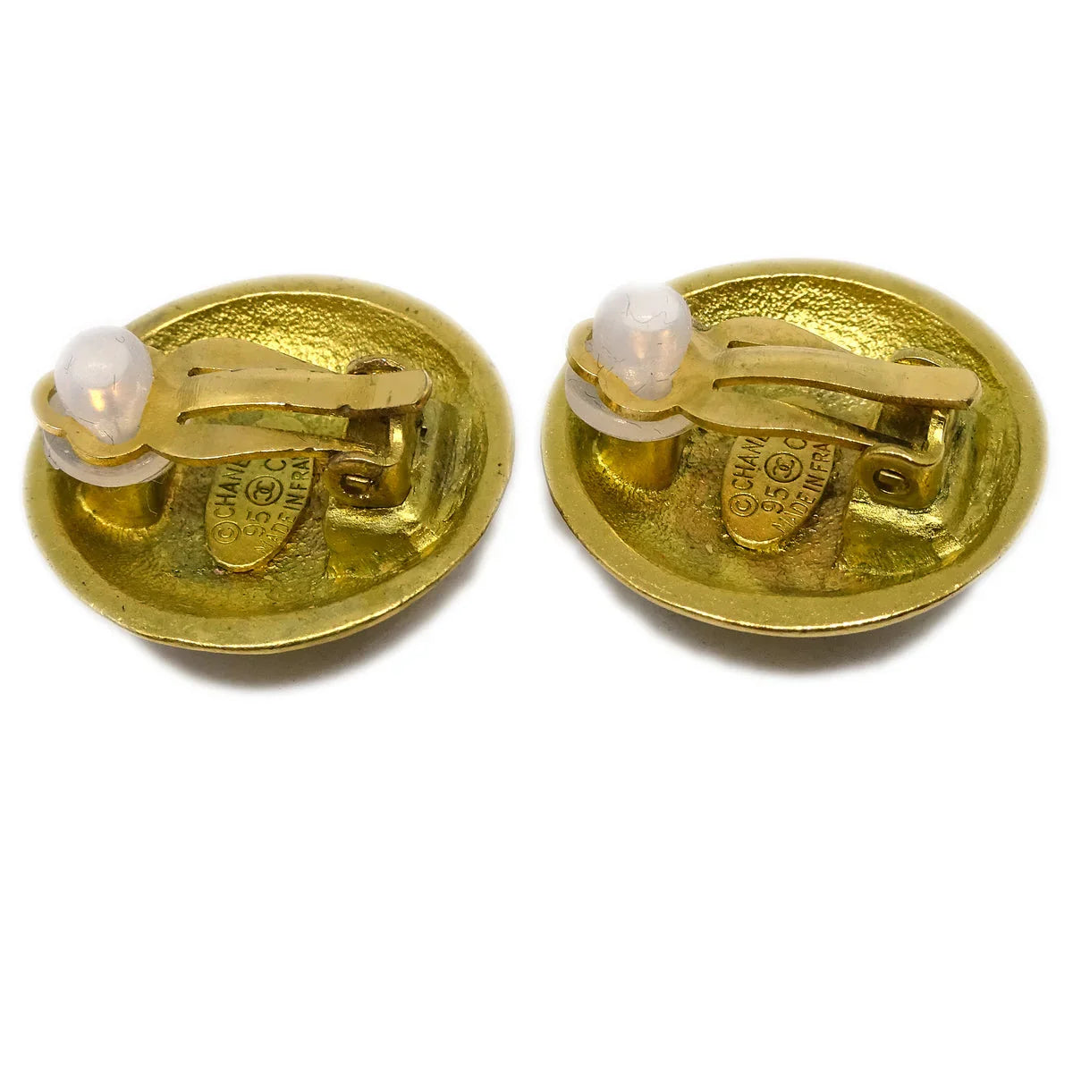 Chanel Gold Button Earrings Clip-On 95C
