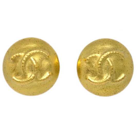 Chanel Gold Button Earrings Clip-On 95C