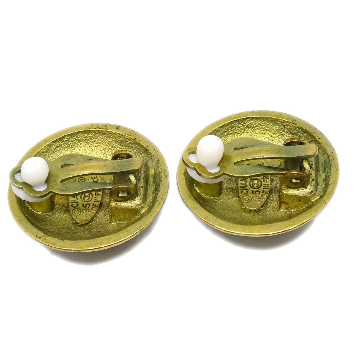 Chanel Gold Button Earrings Clip-On 95P