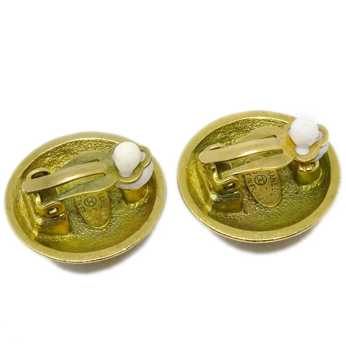 Chanel Gold Button Earrings Clip-On 95C