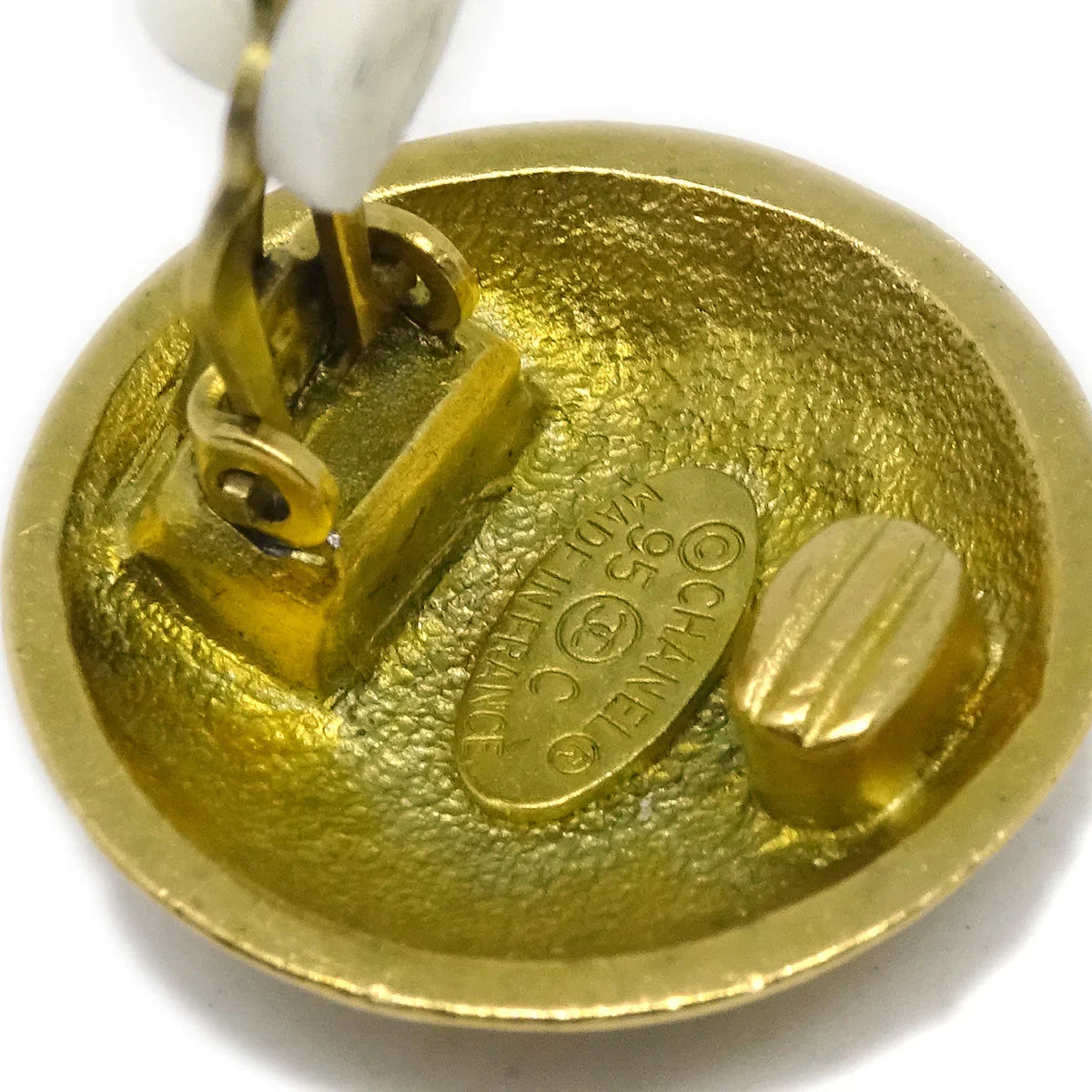 Chanel Gold Button Earrings Clip-On 95C