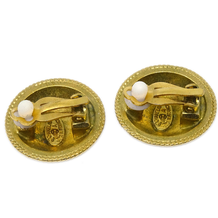 Chanel Gold Button Earrings Clip-On 94A