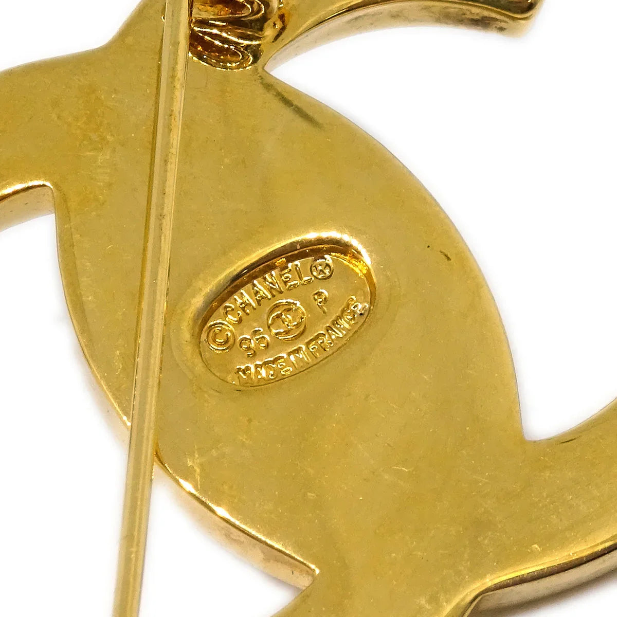 Chanel Turnlock Brooch Pin Gold Large 96P