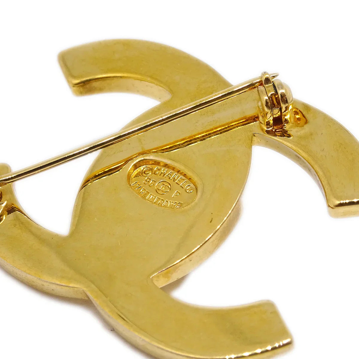 Chanel Turnlock Brooch Pin Gold Large 96P