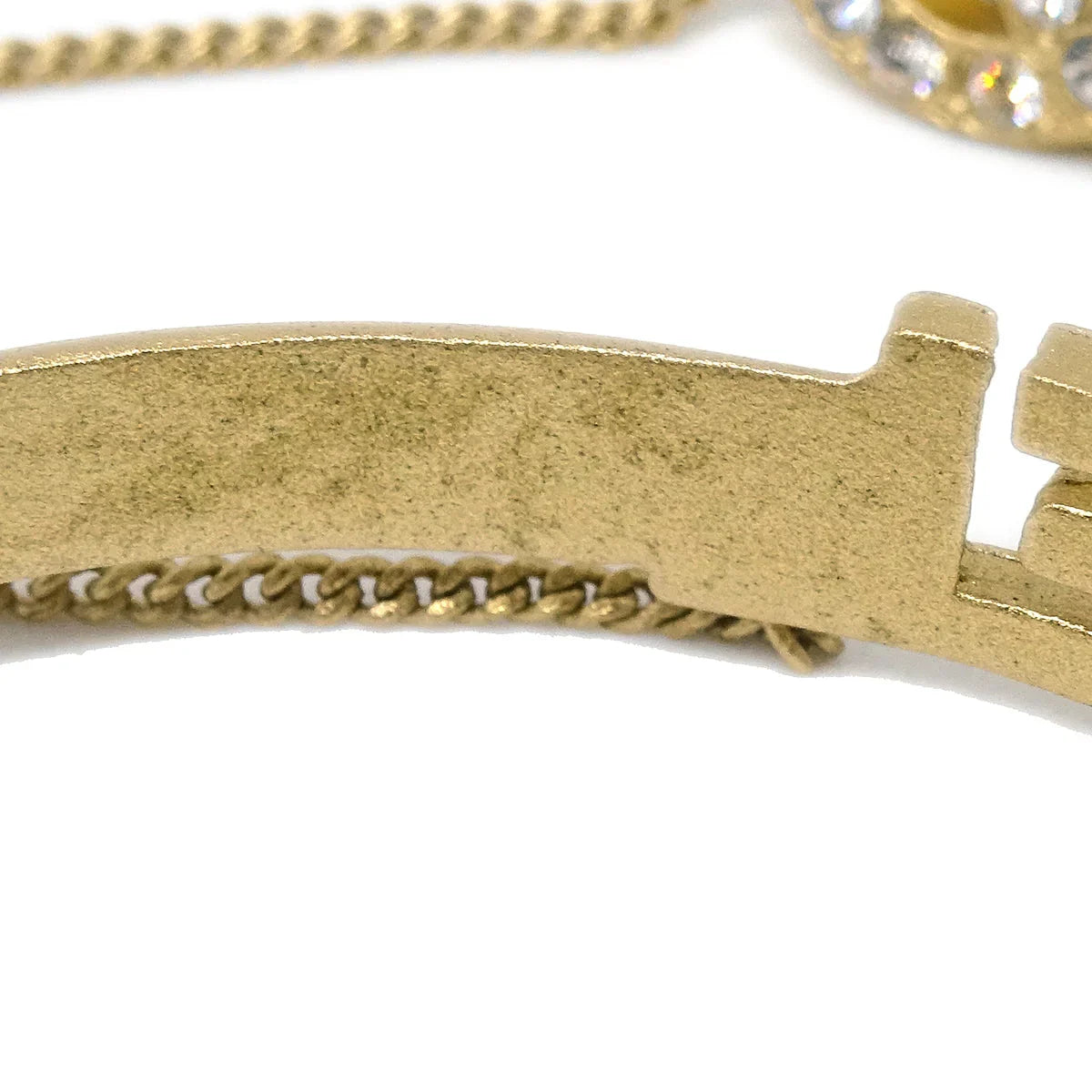 Chanel Rhinestone Bangle Chain Ring Gold #52 01C