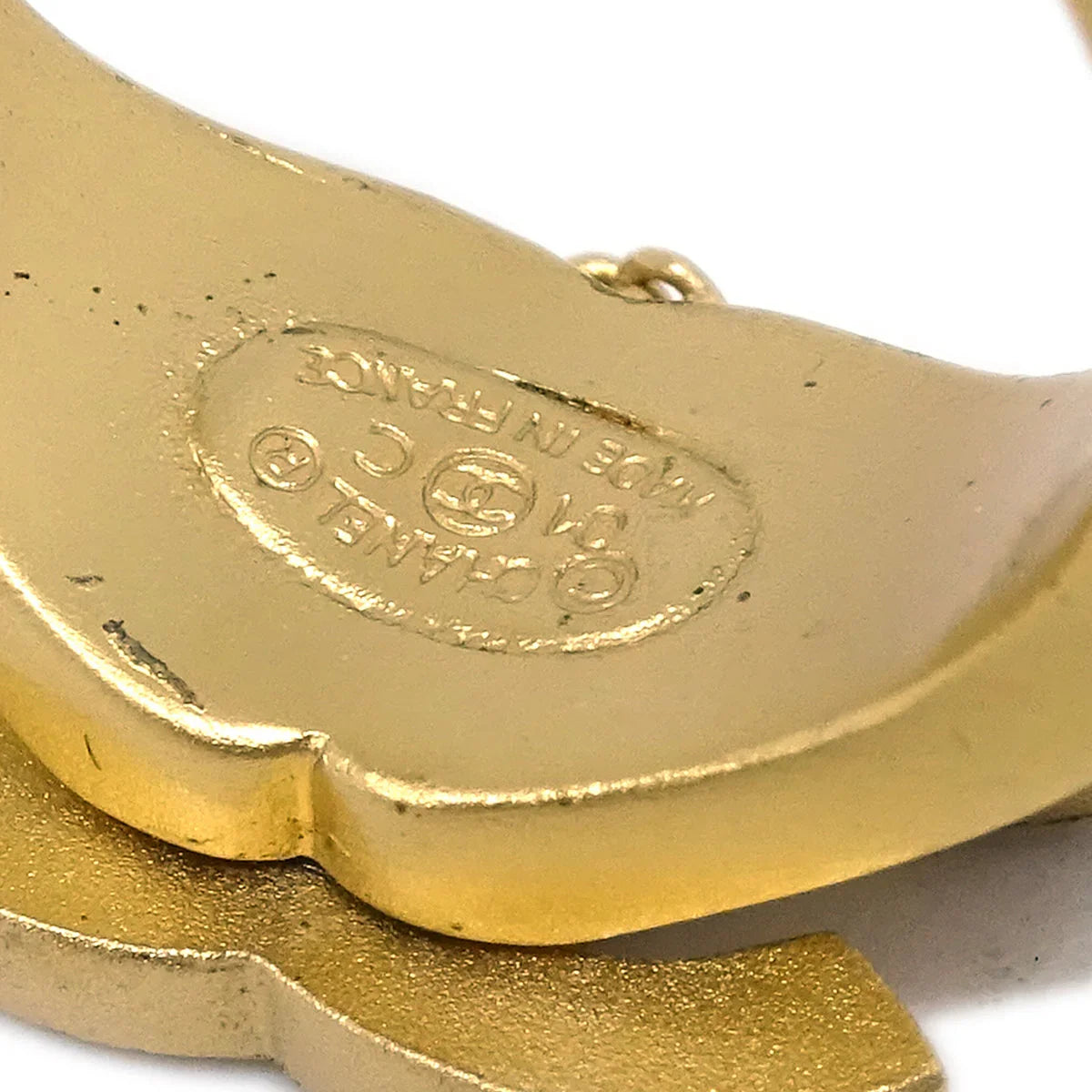 Chanel Rhinestone Bangle Chain Ring Gold #52 01C