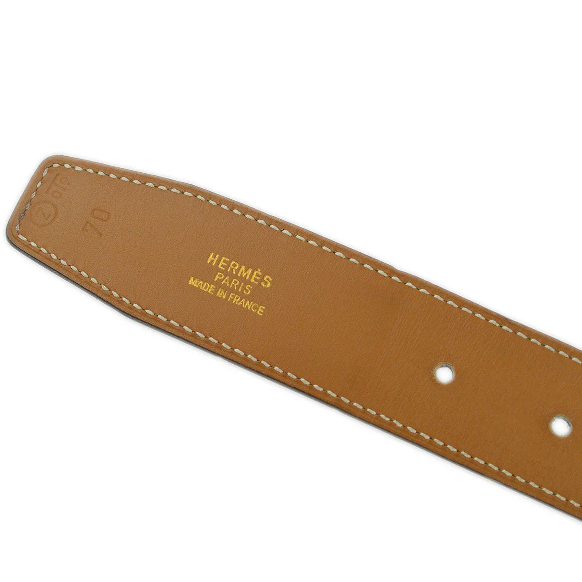 Hermes 1996 Brown Box Calf Le Soleil Hinflower Belt #70 Small Good