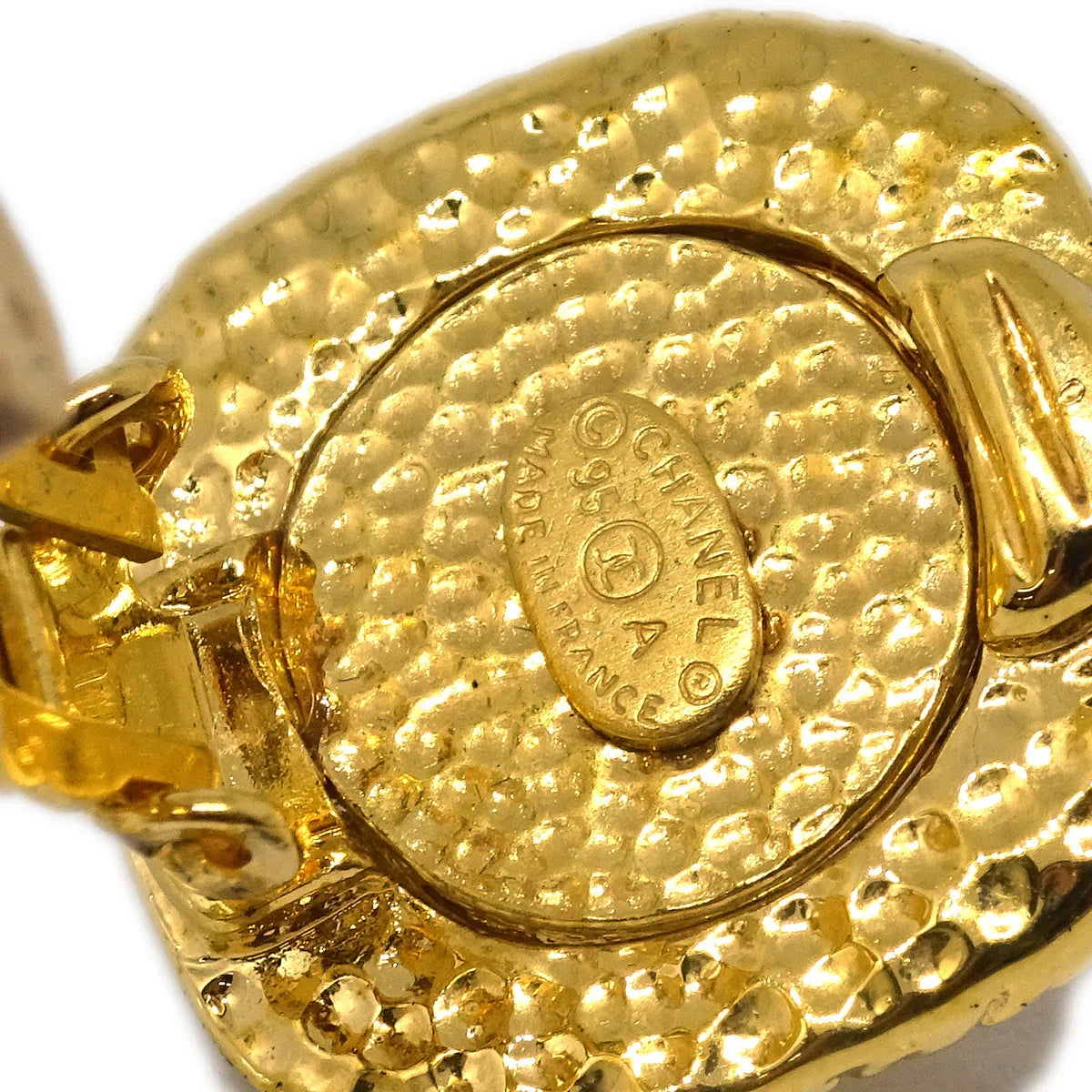 Chanel Earrings Clip-On Rhinestone Gold 95A