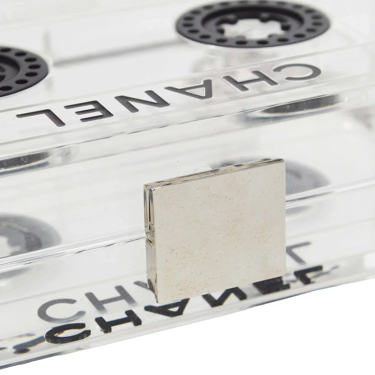Chanel Clear Acrylic Cassette Tape Clutch Bag 04P
