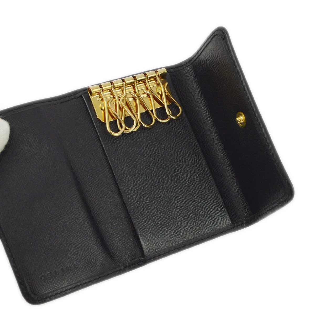 Celine Black Macadam Key Case Small Good
