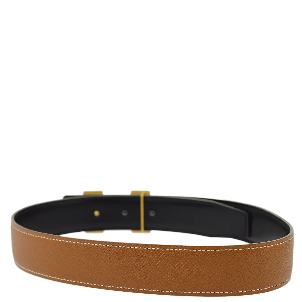 Hermes 1997 Brown Courchevel Constance Reversible Belt #65 Small Good