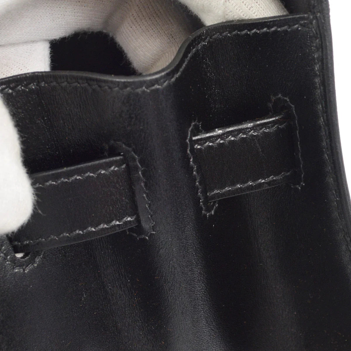 Hermes * 2003 Black Box Calf Kelly 32 Guilloche Sellier 2way Shoulder Handbag