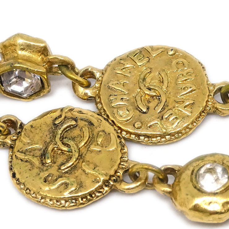 Chanel Gold Chain Necklace Rhinestone