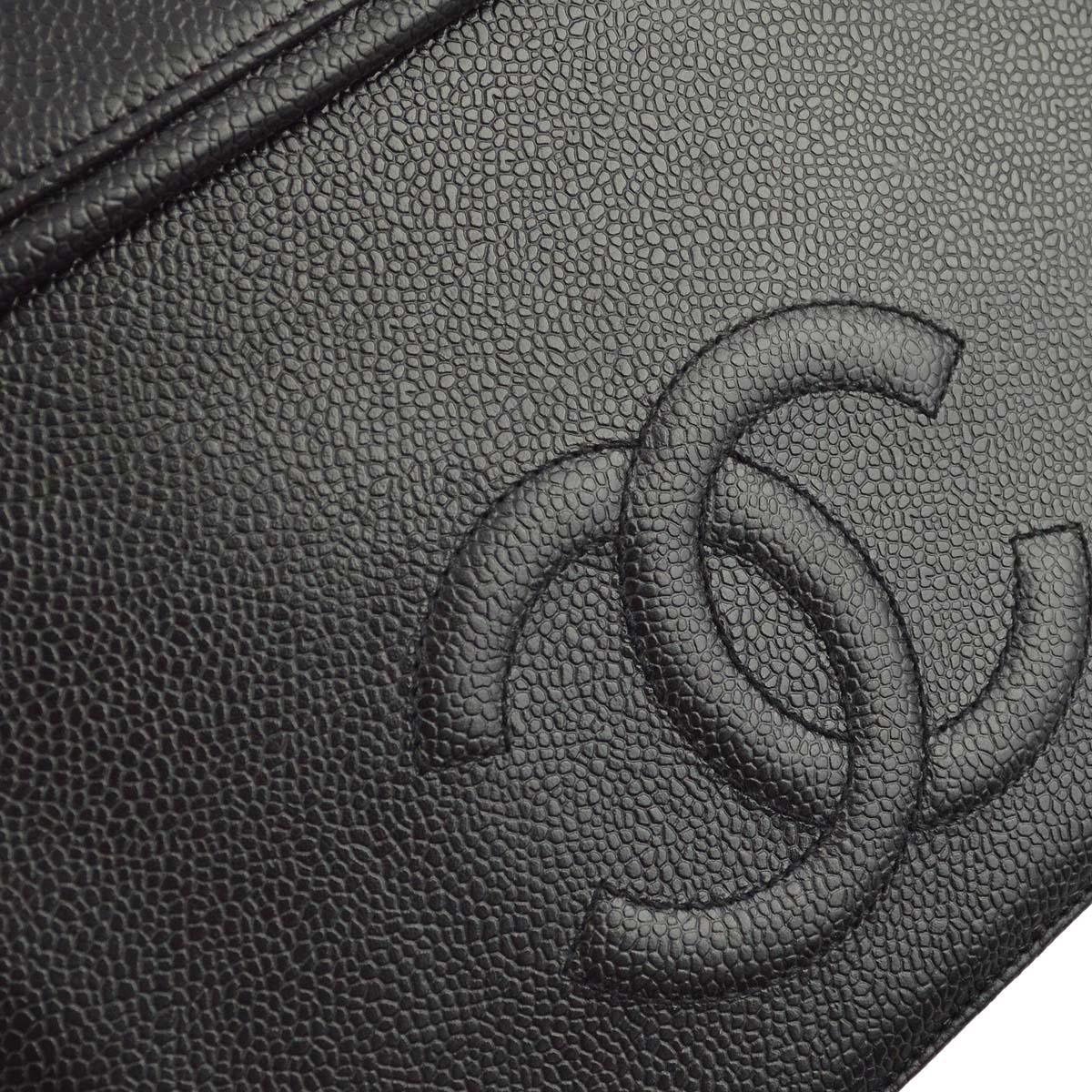 Chanel 1994-1996 Black Caviar Vanity 2way Shoulder Handbag