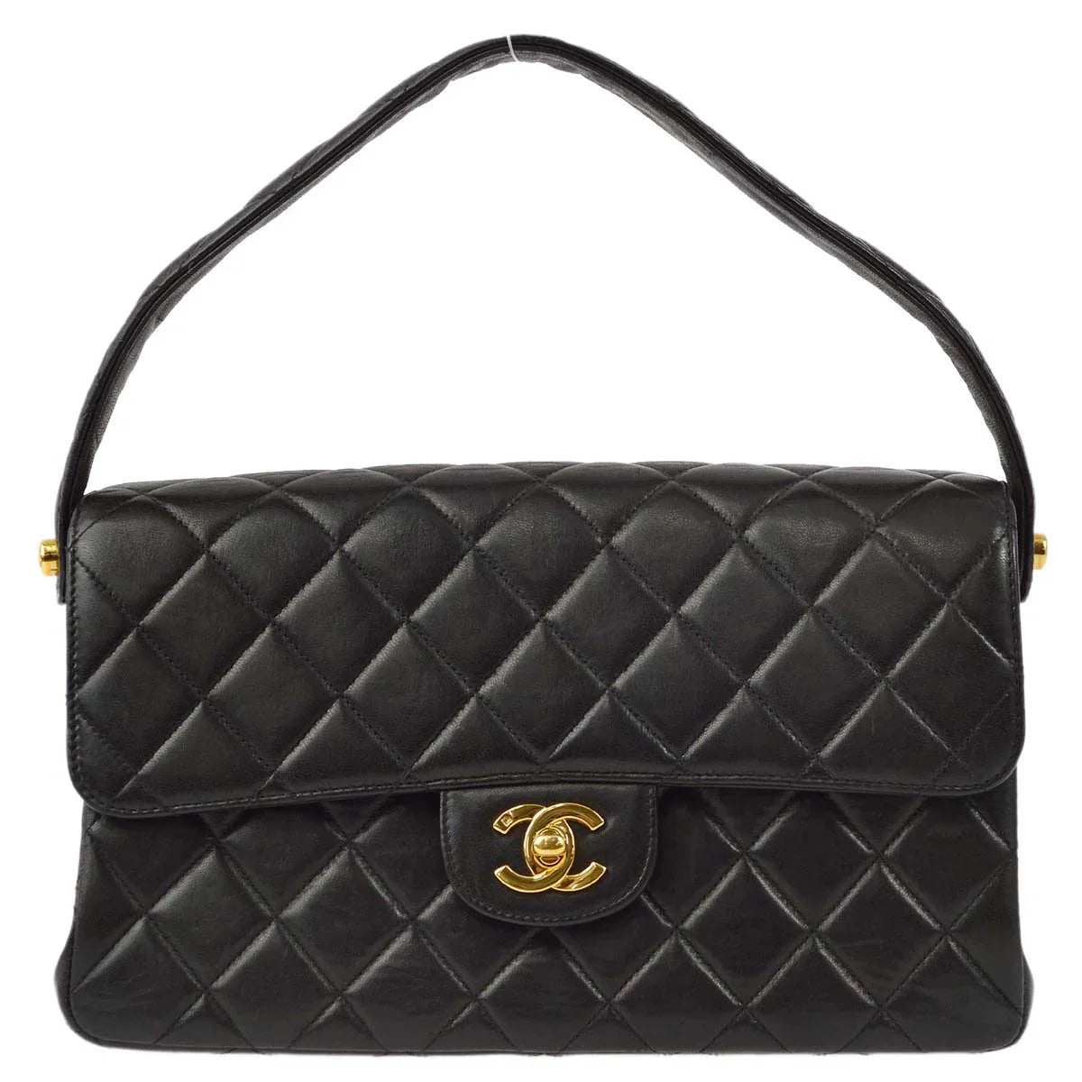 Chanel 1996-1997 Black Lambskin Double Sided Classic Flap Handbag