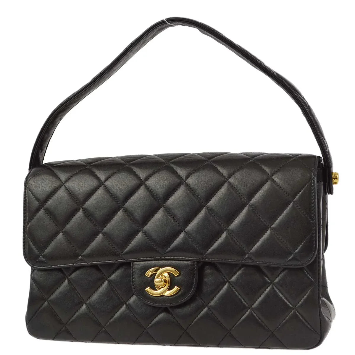 Chanel 1996-1997 Black Lambskin Double Sided Classic Flap Handbag