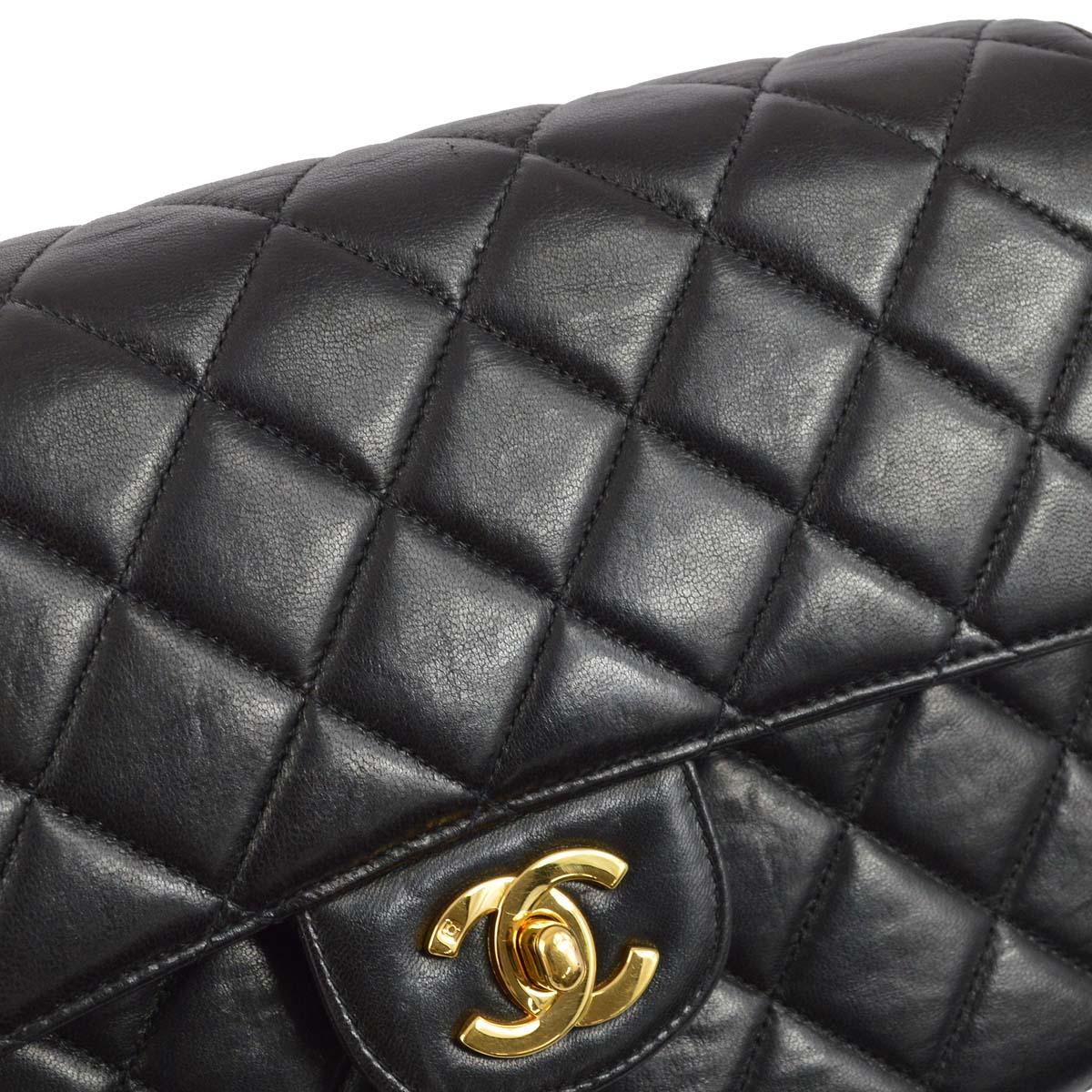 Chanel 1996-1997 Black Lambskin Double Sided Classic Flap Handbag