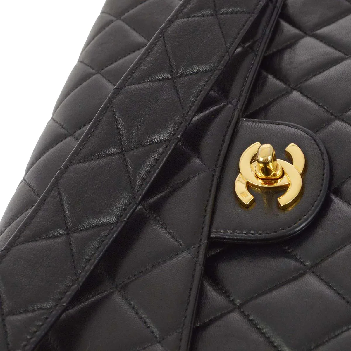 Chanel 1996-1997 Black Lambskin Double Sided Classic Flap Handbag