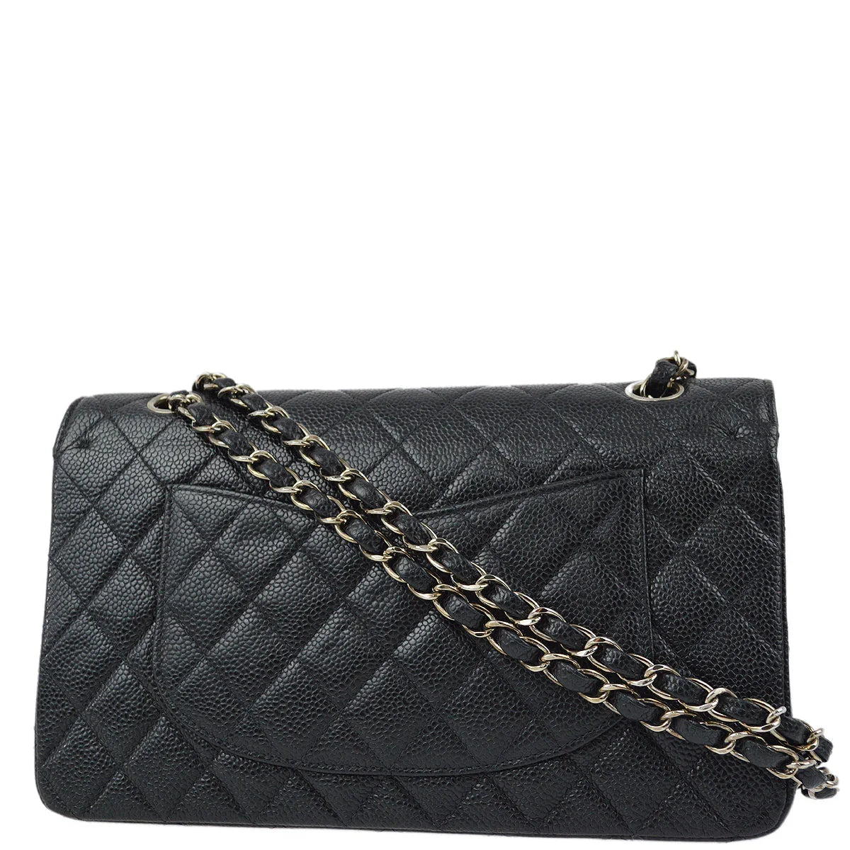 Chanel 2000-2001 Black Caviar Medium Classic Double Flap Shoulder Bag