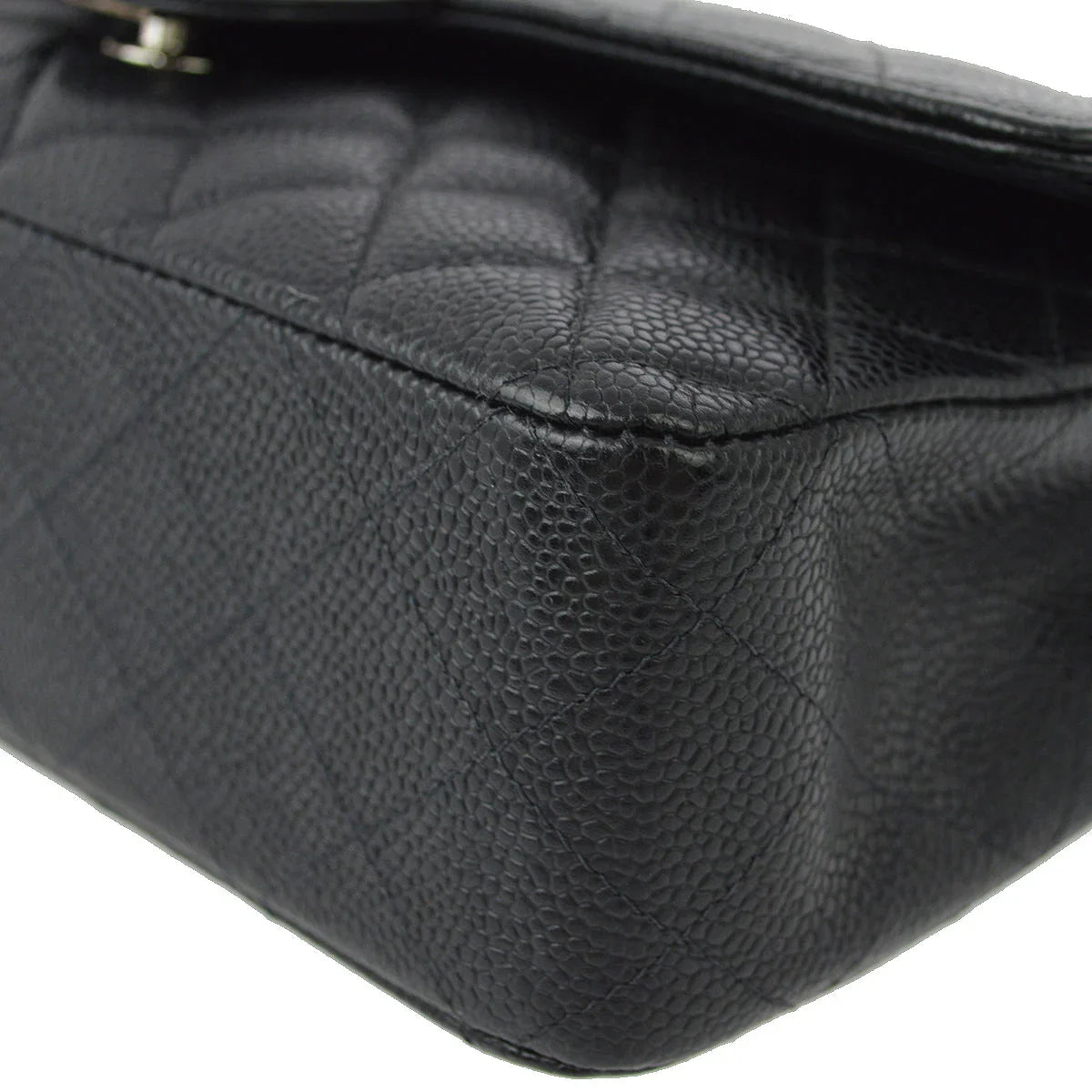 Chanel 2000-2001 Black Caviar Medium Classic Double Flap Shoulder Bag