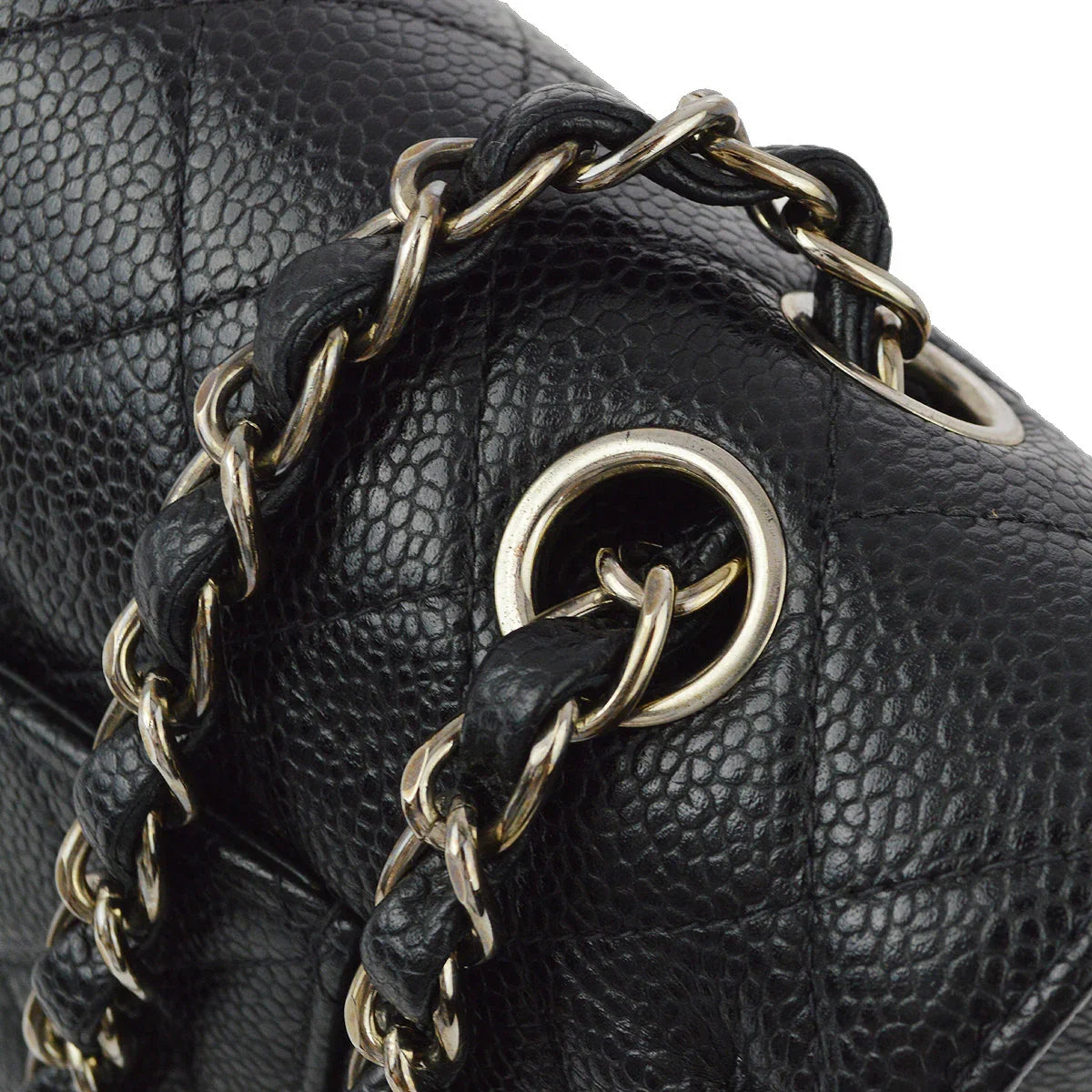 Chanel 2000-2001 Black Caviar Medium Classic Double Flap Shoulder Bag