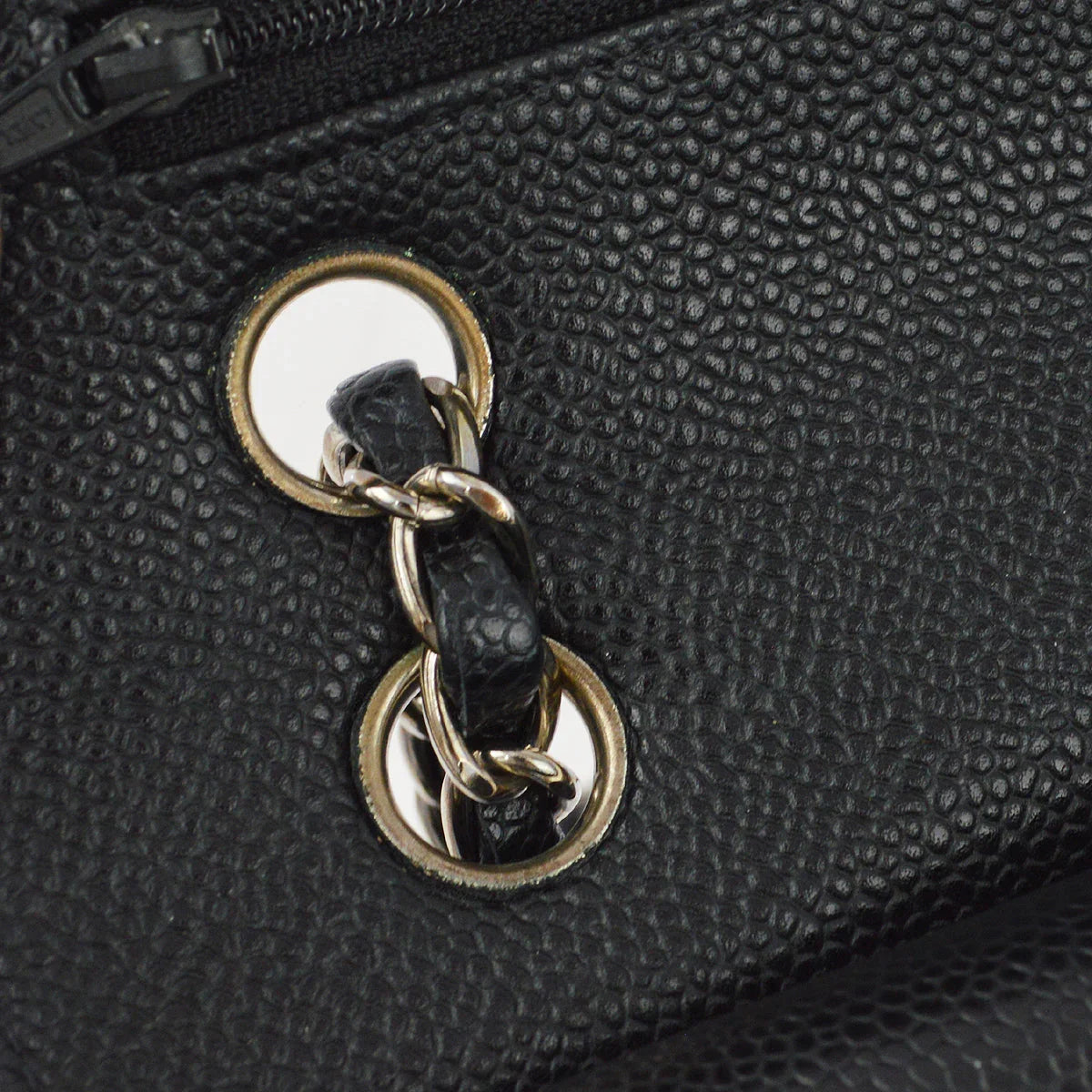 Chanel 2000-2001 Black Caviar Medium Classic Double Flap Shoulder Bag