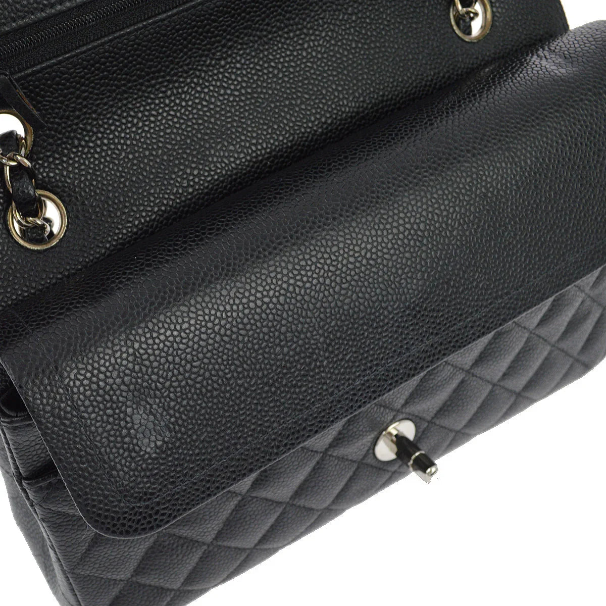 Chanel 2000-2001 Black Caviar Medium Classic Double Flap Shoulder Bag